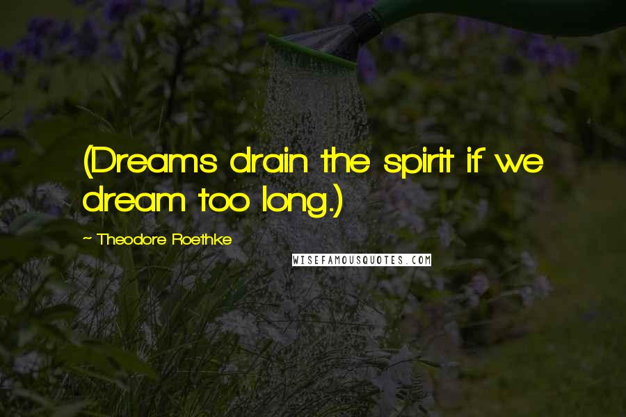 Theodore Roethke Quotes: (Dreams drain the spirit if we dream too long.)