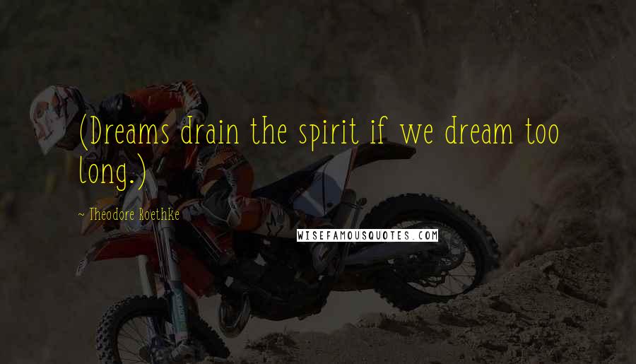 Theodore Roethke Quotes: (Dreams drain the spirit if we dream too long.)