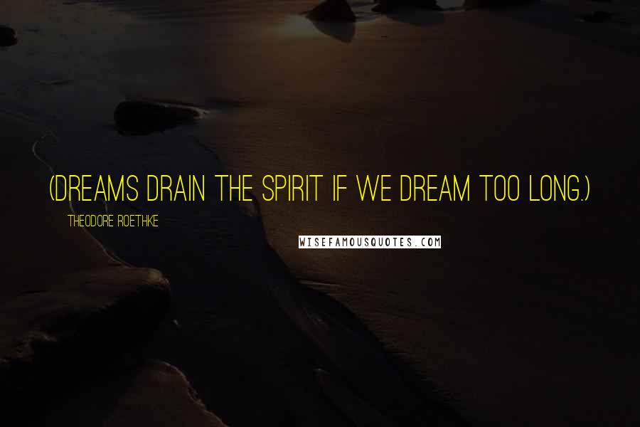 Theodore Roethke Quotes: (Dreams drain the spirit if we dream too long.)