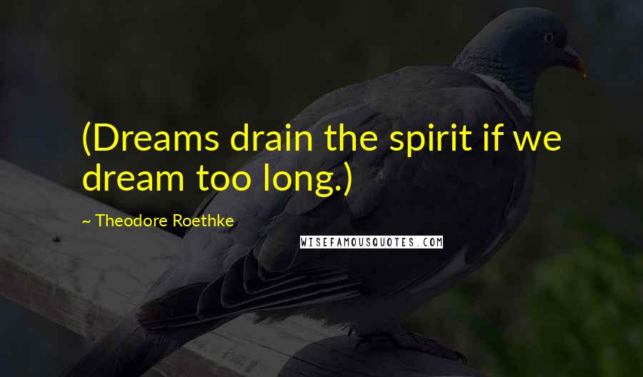 Theodore Roethke Quotes: (Dreams drain the spirit if we dream too long.)