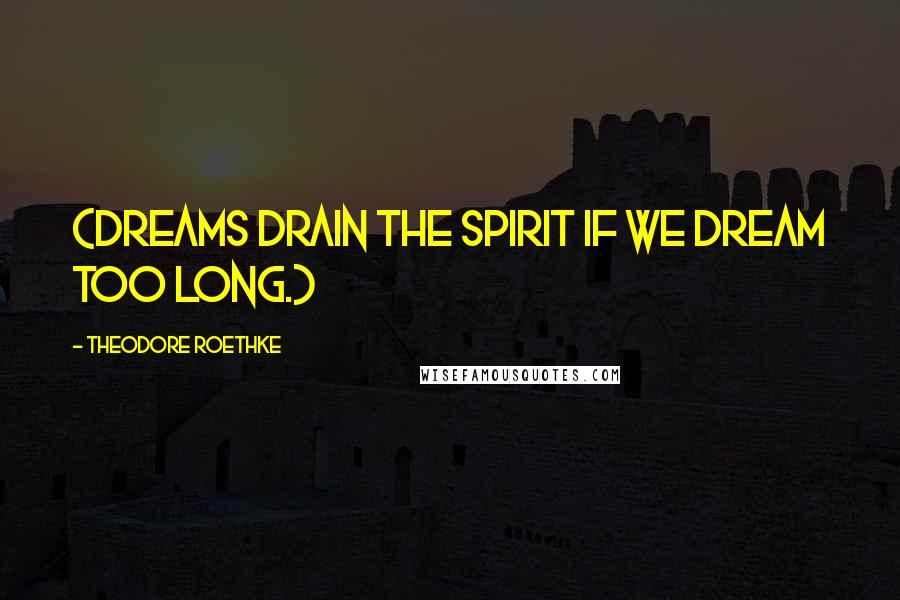 Theodore Roethke Quotes: (Dreams drain the spirit if we dream too long.)