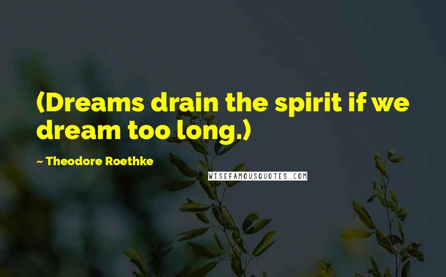 Theodore Roethke Quotes: (Dreams drain the spirit if we dream too long.)