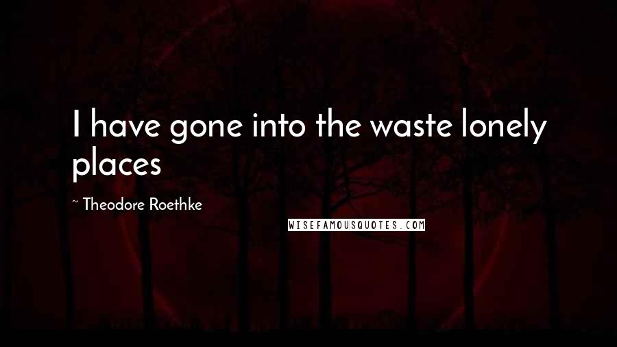 Theodore Roethke Quotes: I have gone into the waste lonely places