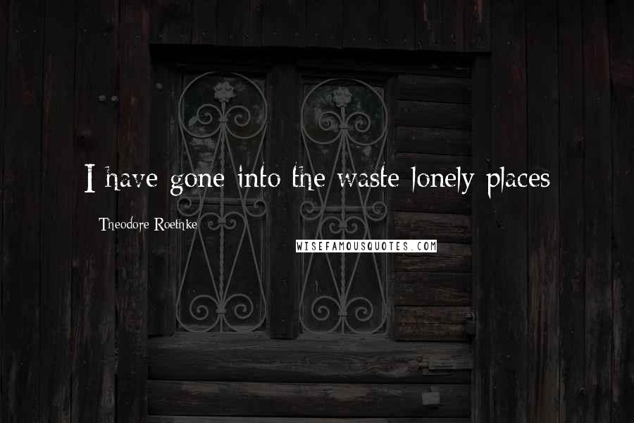 Theodore Roethke Quotes: I have gone into the waste lonely places