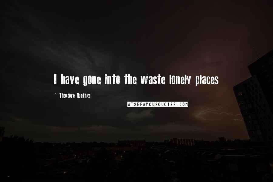 Theodore Roethke Quotes: I have gone into the waste lonely places