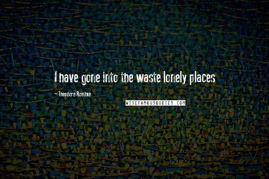 Theodore Roethke Quotes: I have gone into the waste lonely places