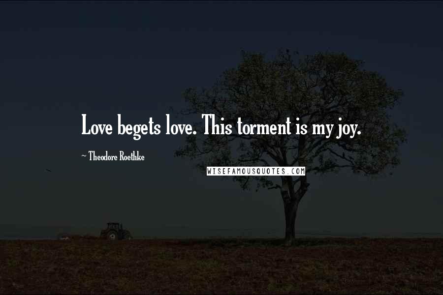 Theodore Roethke Quotes: Love begets love. This torment is my joy.