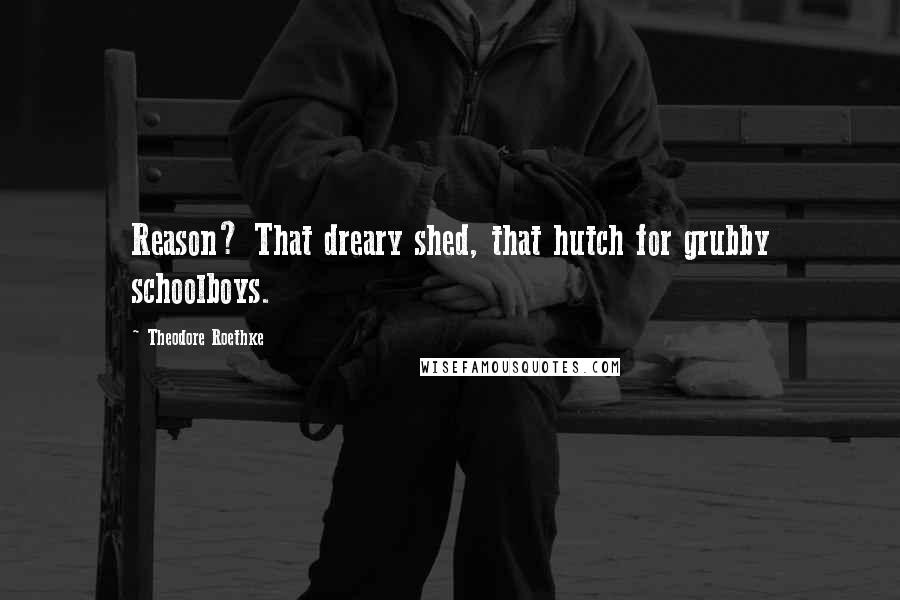 Theodore Roethke Quotes: Reason? That dreary shed, that hutch for grubby schoolboys.