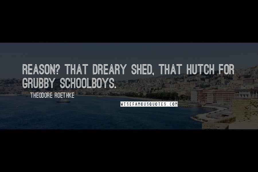 Theodore Roethke Quotes: Reason? That dreary shed, that hutch for grubby schoolboys.