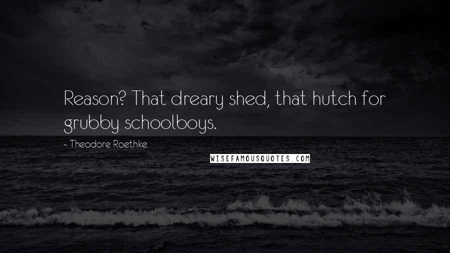 Theodore Roethke Quotes: Reason? That dreary shed, that hutch for grubby schoolboys.
