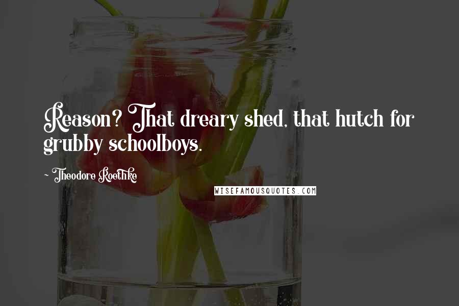 Theodore Roethke Quotes: Reason? That dreary shed, that hutch for grubby schoolboys.