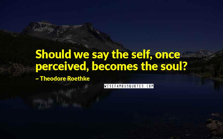 Theodore Roethke Quotes: Should we say the self, once perceived, becomes the soul?