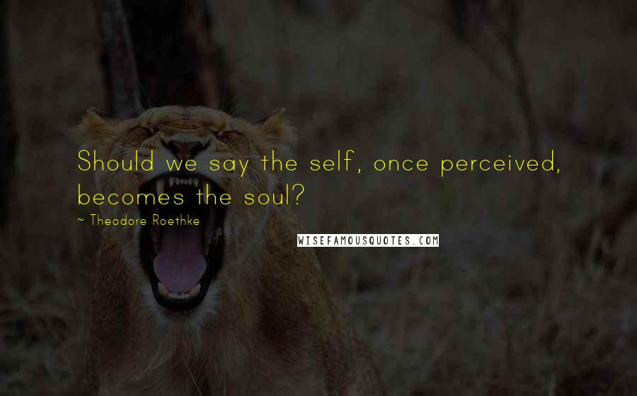 Theodore Roethke Quotes: Should we say the self, once perceived, becomes the soul?