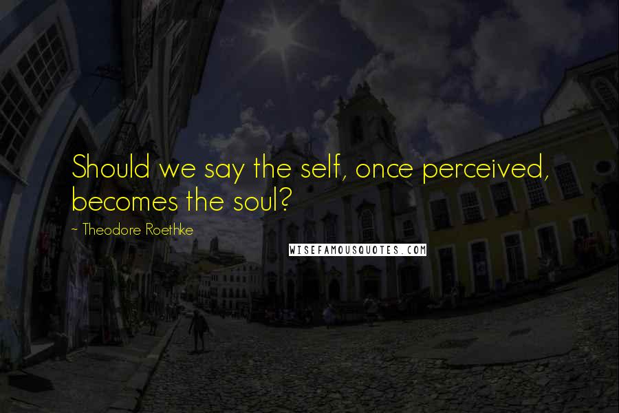 Theodore Roethke Quotes: Should we say the self, once perceived, becomes the soul?