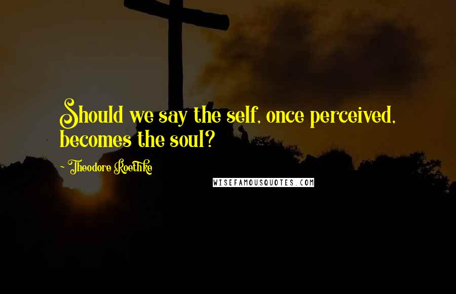 Theodore Roethke Quotes: Should we say the self, once perceived, becomes the soul?