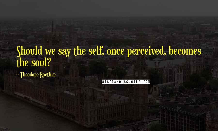 Theodore Roethke Quotes: Should we say the self, once perceived, becomes the soul?