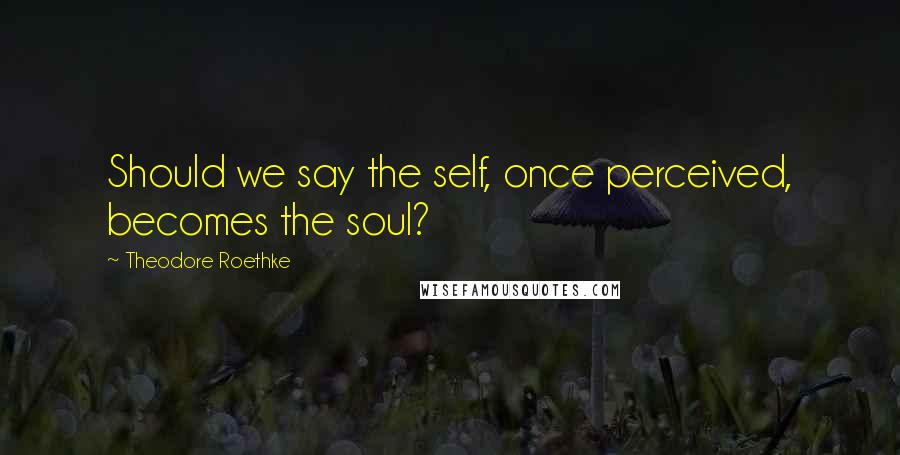 Theodore Roethke Quotes: Should we say the self, once perceived, becomes the soul?