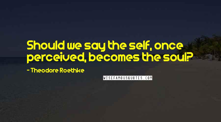 Theodore Roethke Quotes: Should we say the self, once perceived, becomes the soul?