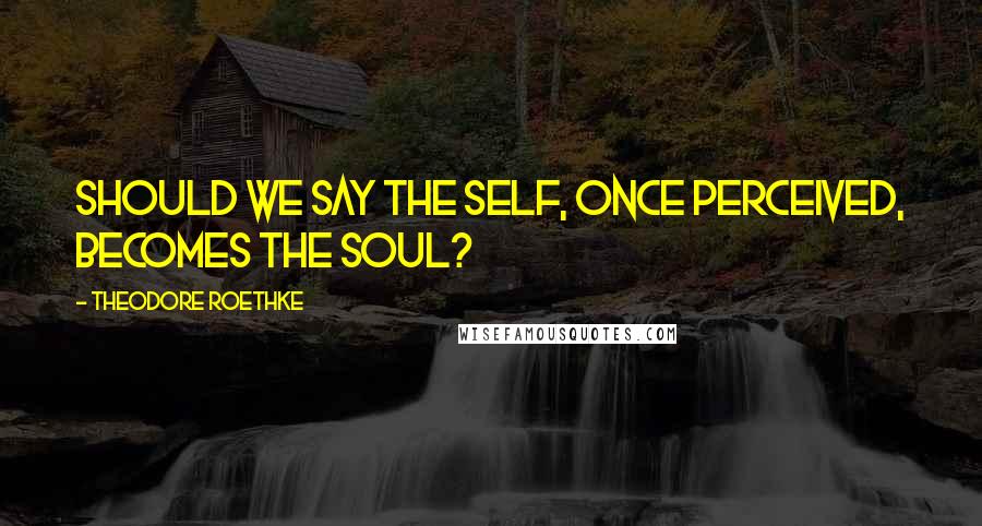 Theodore Roethke Quotes: Should we say the self, once perceived, becomes the soul?