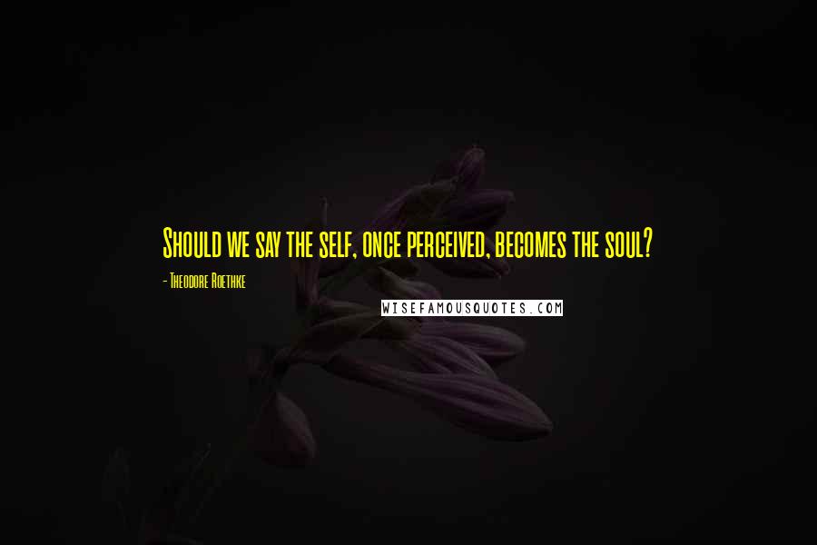 Theodore Roethke Quotes: Should we say the self, once perceived, becomes the soul?