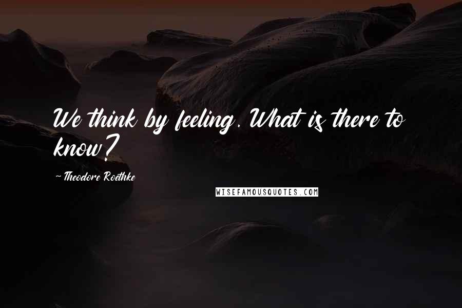 Theodore Roethke Quotes: We think by feeling. What is there to know?