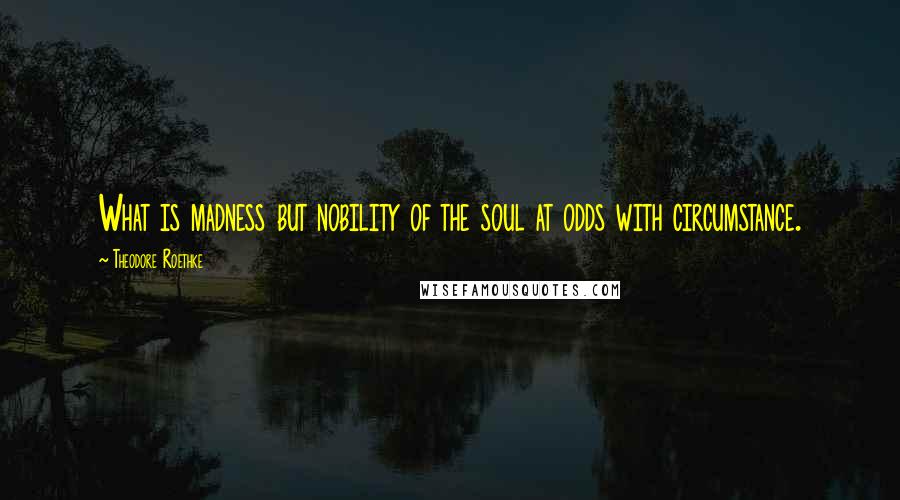 Theodore Roethke Quotes: What is madness but nobility of the soul at odds with circumstance.