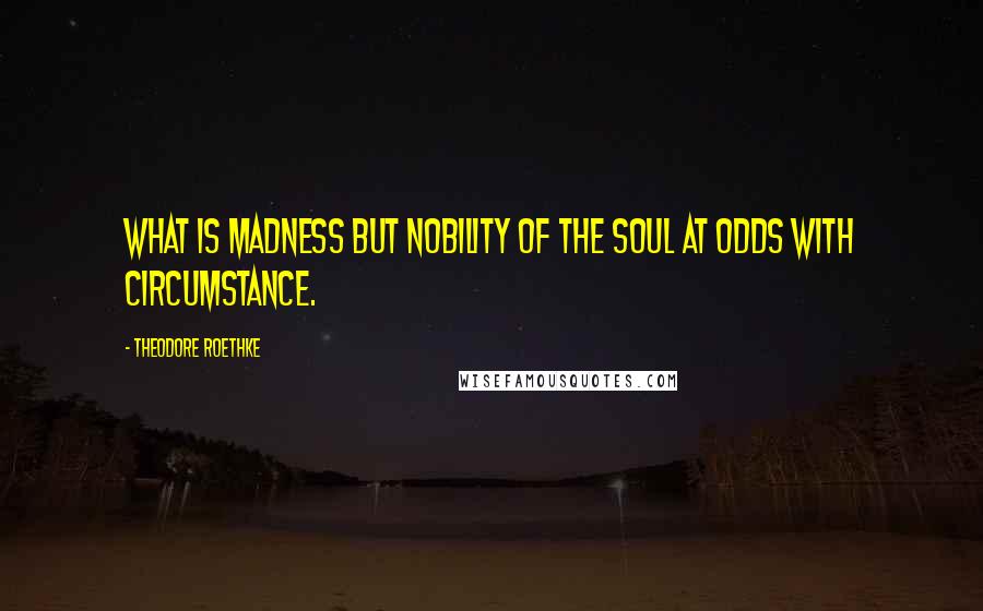 Theodore Roethke Quotes: What is madness but nobility of the soul at odds with circumstance.