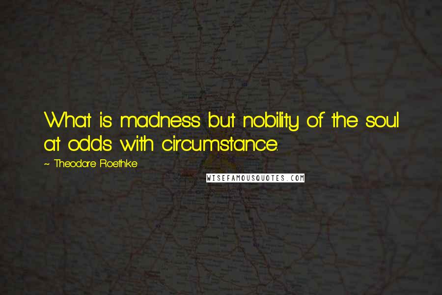 Theodore Roethke Quotes: What is madness but nobility of the soul at odds with circumstance.