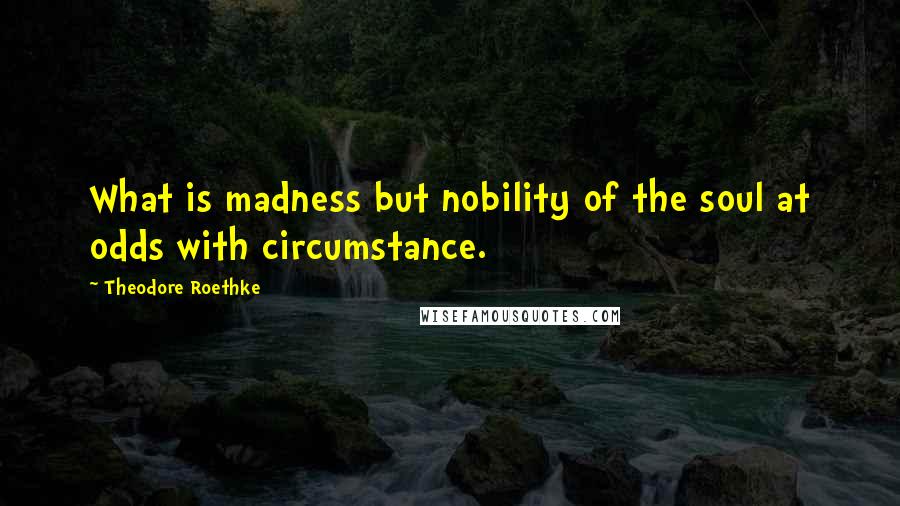 Theodore Roethke Quotes: What is madness but nobility of the soul at odds with circumstance.