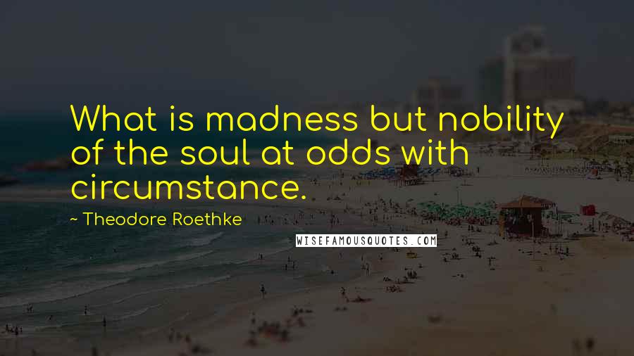 Theodore Roethke Quotes: What is madness but nobility of the soul at odds with circumstance.