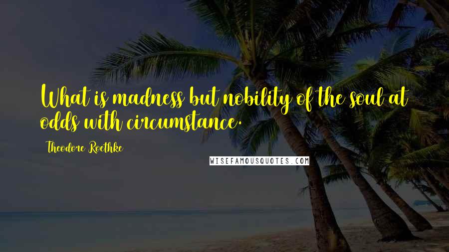 Theodore Roethke Quotes: What is madness but nobility of the soul at odds with circumstance.