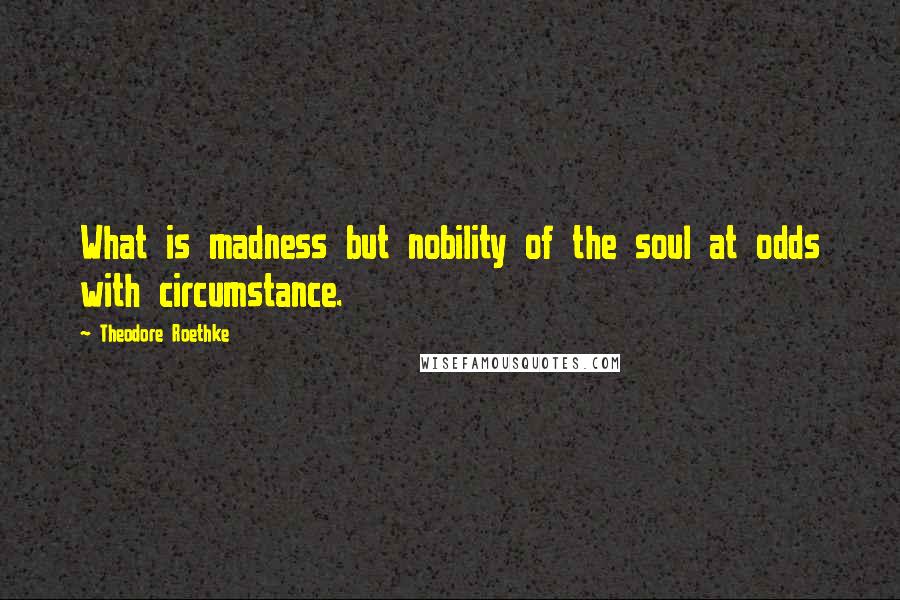 Theodore Roethke Quotes: What is madness but nobility of the soul at odds with circumstance.