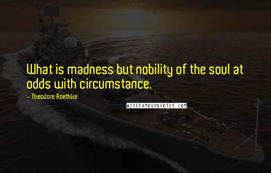 Theodore Roethke Quotes: What is madness but nobility of the soul at odds with circumstance.