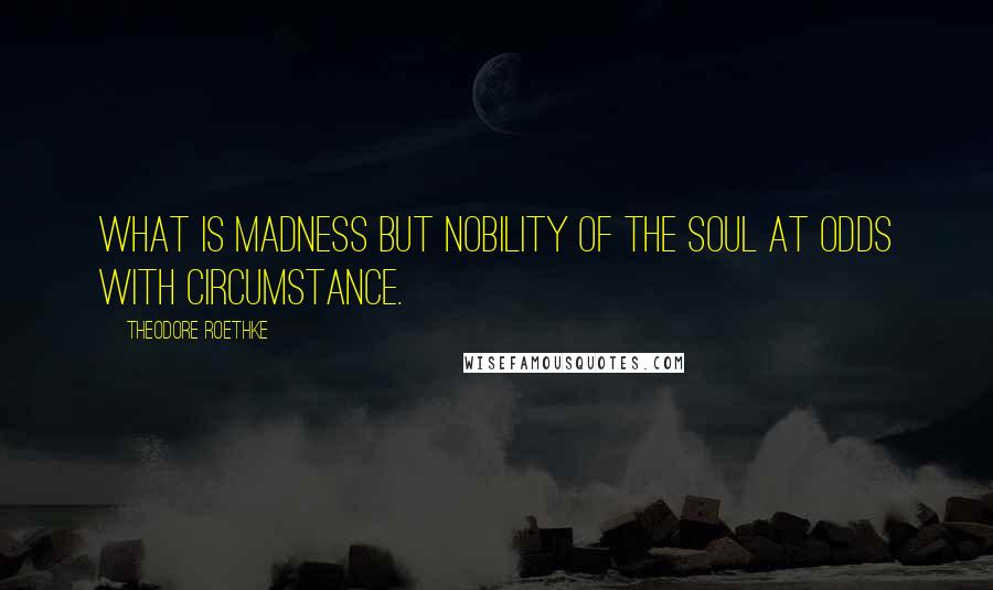 Theodore Roethke Quotes: What is madness but nobility of the soul at odds with circumstance.