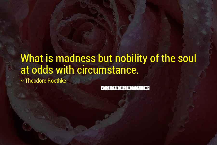 Theodore Roethke Quotes: What is madness but nobility of the soul at odds with circumstance.