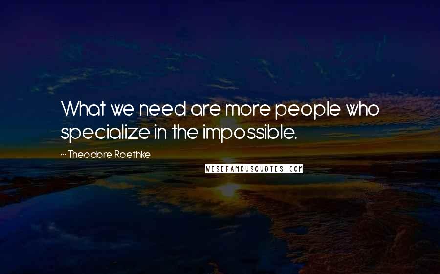 Theodore Roethke Quotes: What we need are more people who specialize in the impossible.