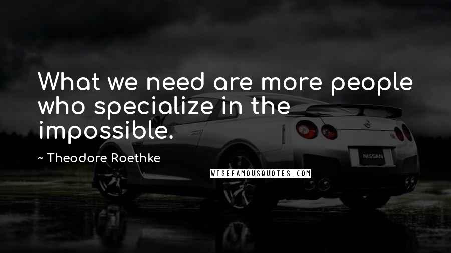 Theodore Roethke Quotes: What we need are more people who specialize in the impossible.