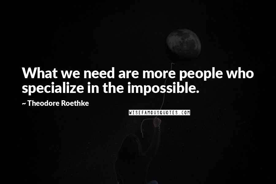 Theodore Roethke Quotes: What we need are more people who specialize in the impossible.