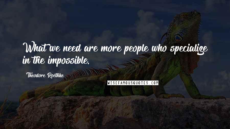 Theodore Roethke Quotes: What we need are more people who specialize in the impossible.