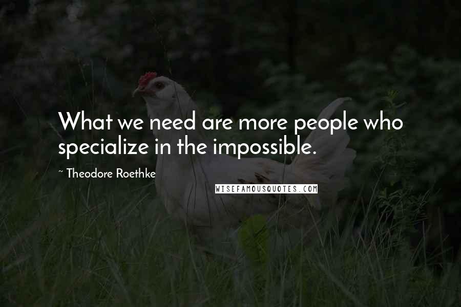 Theodore Roethke Quotes: What we need are more people who specialize in the impossible.