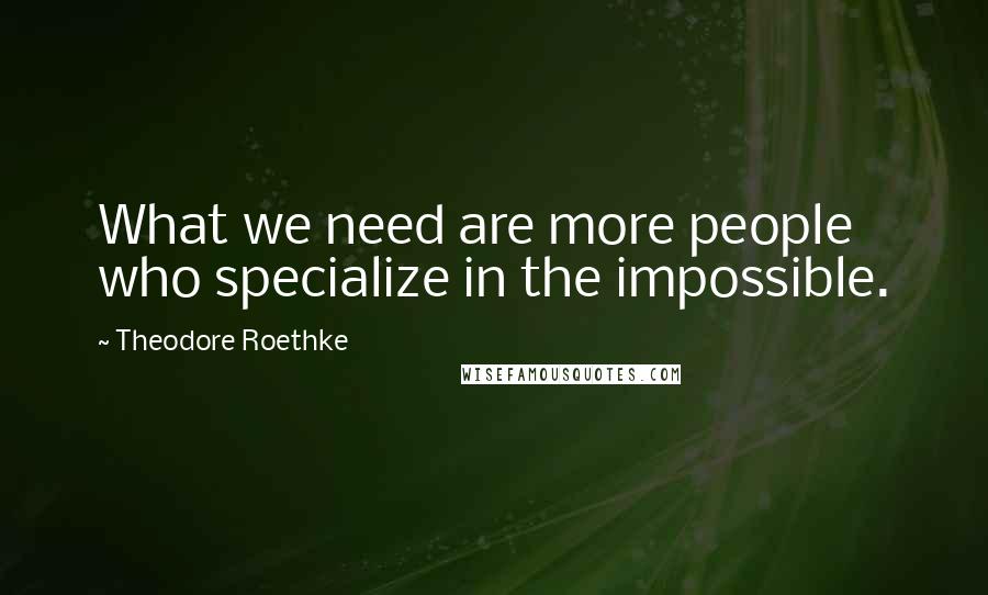 Theodore Roethke Quotes: What we need are more people who specialize in the impossible.