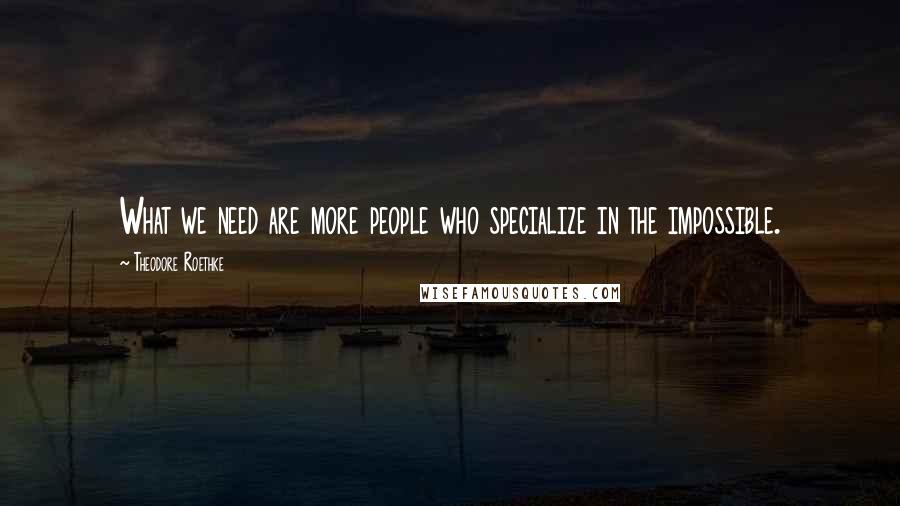 Theodore Roethke Quotes: What we need are more people who specialize in the impossible.