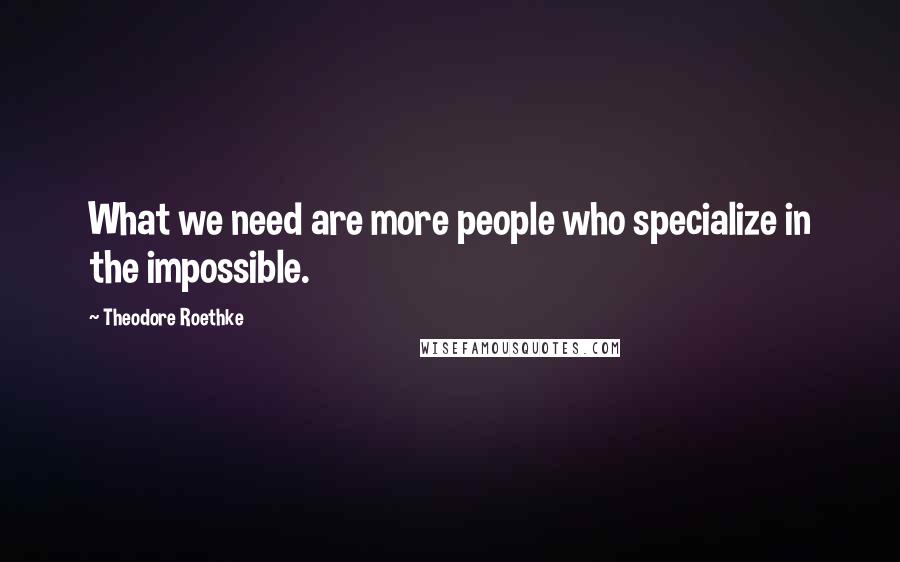 Theodore Roethke Quotes: What we need are more people who specialize in the impossible.