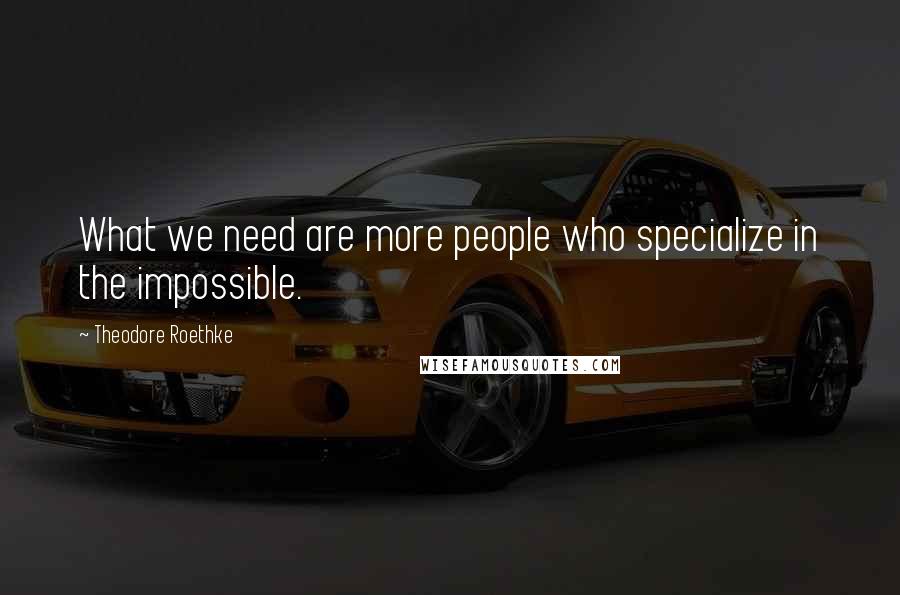 Theodore Roethke Quotes: What we need are more people who specialize in the impossible.