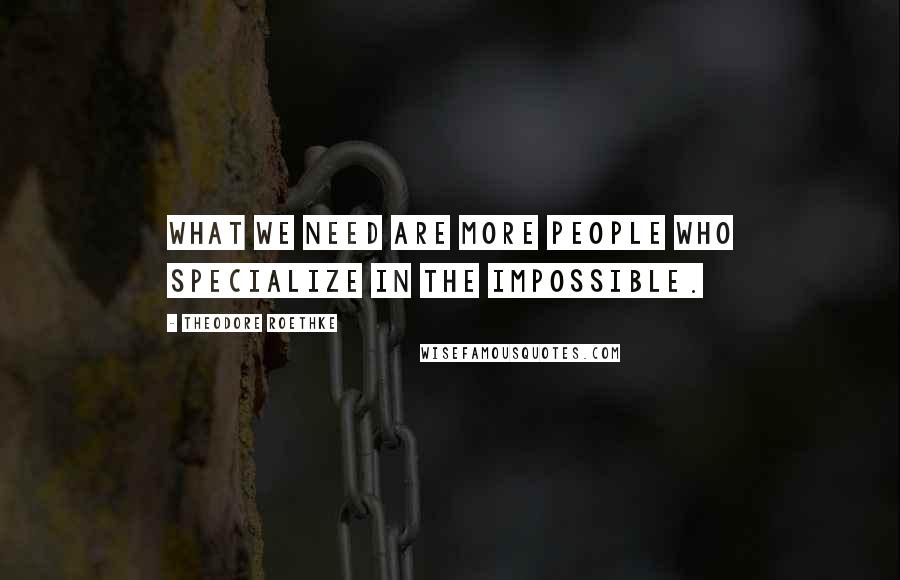 Theodore Roethke Quotes: What we need are more people who specialize in the impossible.