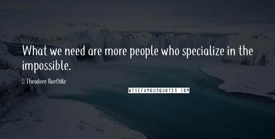 Theodore Roethke Quotes: What we need are more people who specialize in the impossible.
