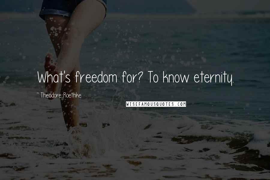 Theodore Roethke Quotes: What's freedom for? To know eternity.