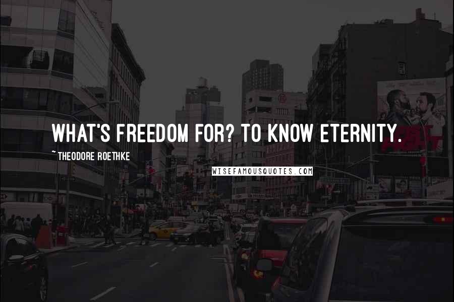 Theodore Roethke Quotes: What's freedom for? To know eternity.