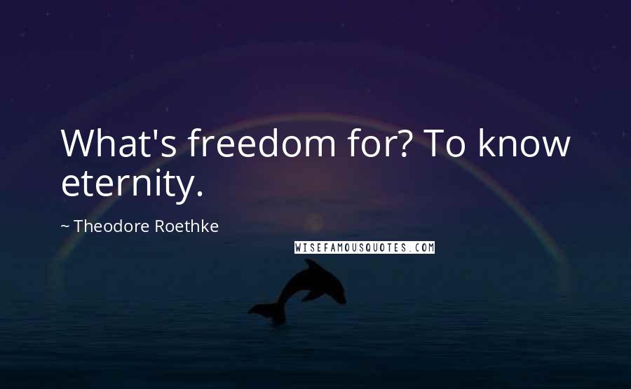 Theodore Roethke Quotes: What's freedom for? To know eternity.