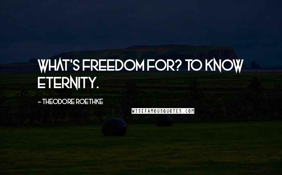 Theodore Roethke Quotes: What's freedom for? To know eternity.